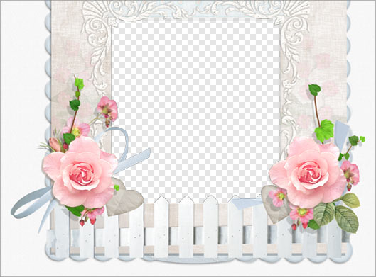 فایل png قاب و فریم با طرح گلهای رز و نرده