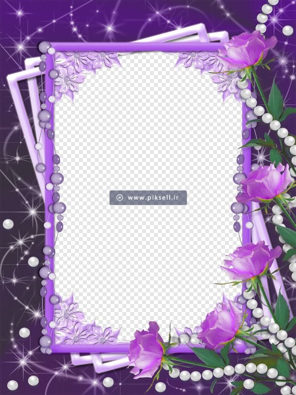 دانلود فایل PNG فریم و قاب لوکس با گلهای بنفش
