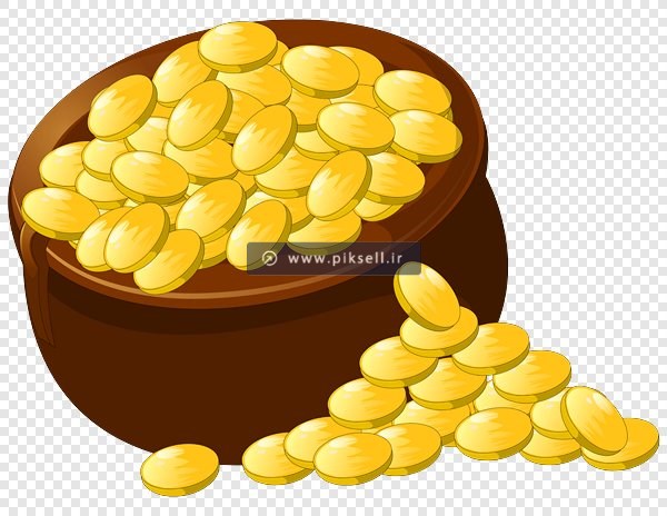 فایل png کاسه با سکه های طلا بصورت دوربری شده