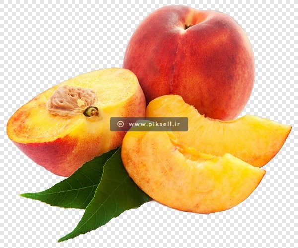 تصویر دوربری شده هلوهای خوشمزه قاچ شده
