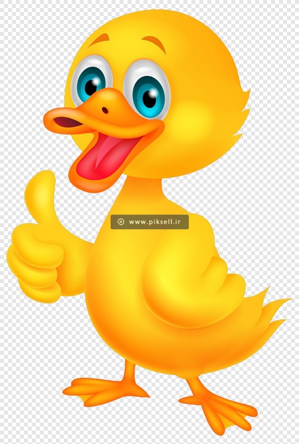 فایل png کاراکتر کارتونی جوجه اردک زرد