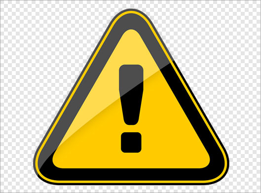 فایل png تابلوی زرد اعلام خطر بصورت دوربری شده