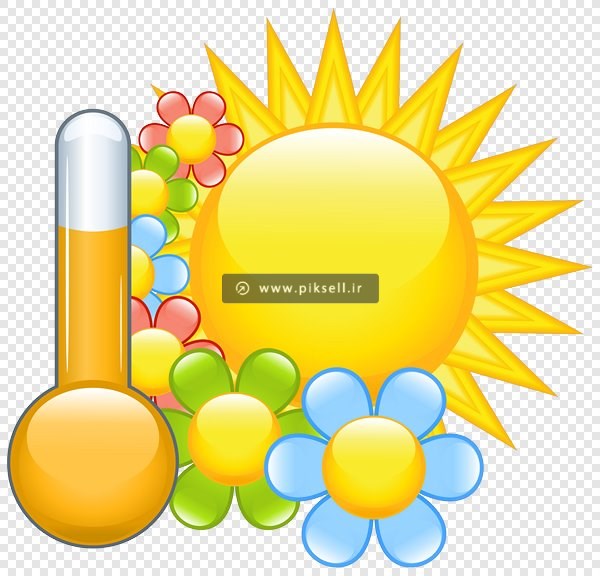 دانلود فایل png خورشید ، گل و دماسنج