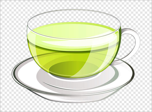 فایل png چای سبز در فنجای شیشه ای
