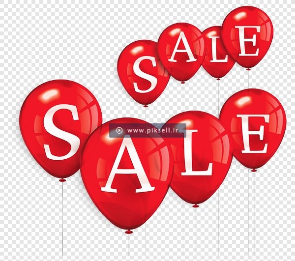 دانلود فایل png بادکنک های قرمز با طرح Sale