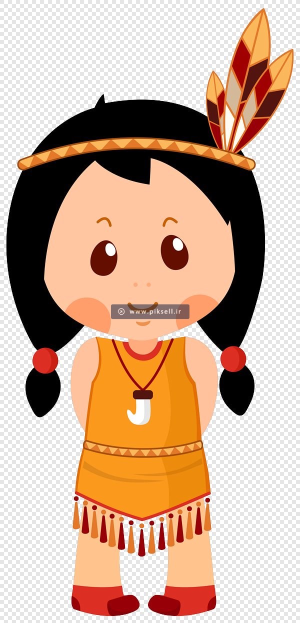 فایل کاراکتر کارتونی دختر سرخپوست بصورت png