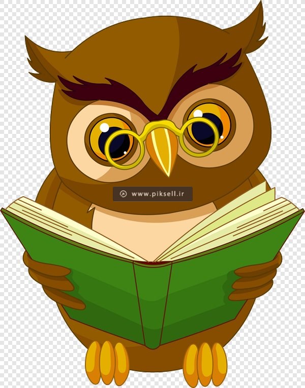 فایل png با طرح کارتونی جغد کتابخوان بصورت ترانسپرنت