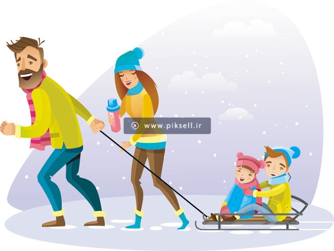 دانلود وکتور لایه باز خانواده شاد در حال سرتمه بازی
