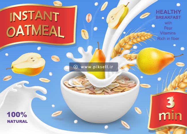دانلود بنر تبلیغاتی خوراکی شیر و گندم بصورت لایه باز
