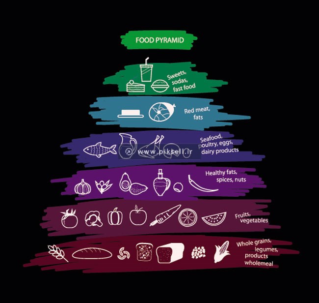 دانلود وکتور لایه باز هرم غذایی یا Food Pyramid