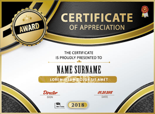 طرح وکتور certificate و لوح تقدیر آماده بصورت لایه باز