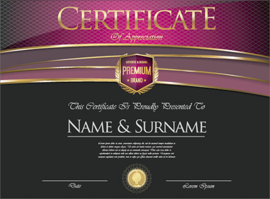 وکتور لایه باز طرح آماده گواهینامه و certificate