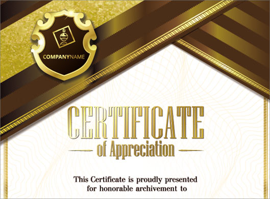طرح لایه باز گواهینامه یا certificate طلایی رنگ