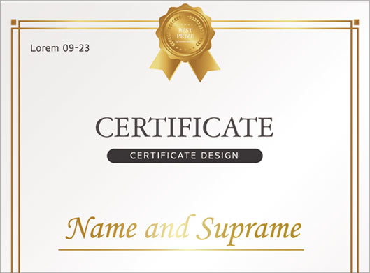 طرح اماده و لایه باز گواهینامه و certificate