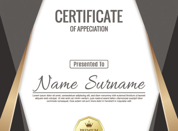 وکتور لایه باز certificate یا گواهینامه بصورت عمودی