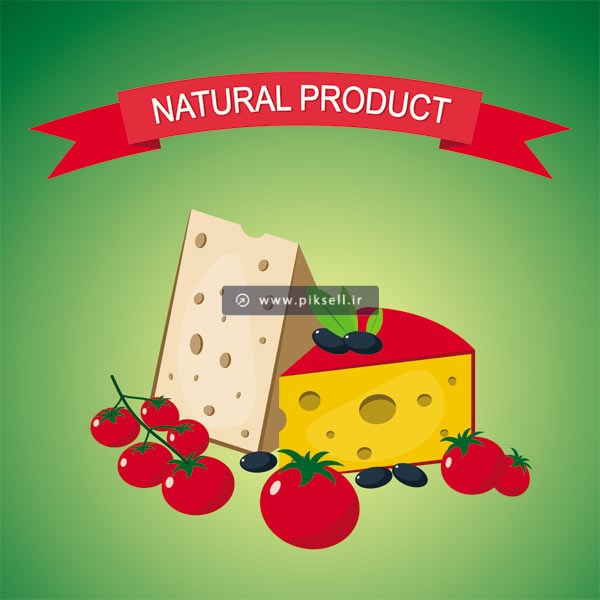 دانلود فایل وکتور لایه باز با طرح پنیر و گوجه