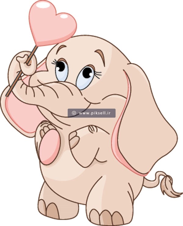 فایل لایه باز کاراکتر گرافیکی فیل عاشق بصورت وکتور