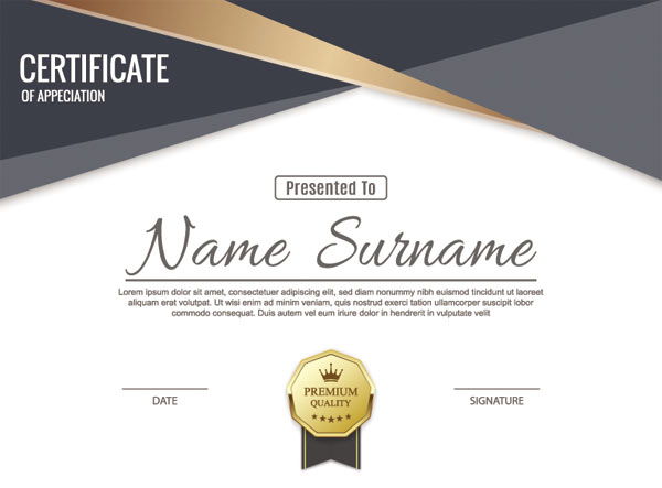 دانلود طرح افقی گواهینامه یا certificate بصورت لایه باز وکتور