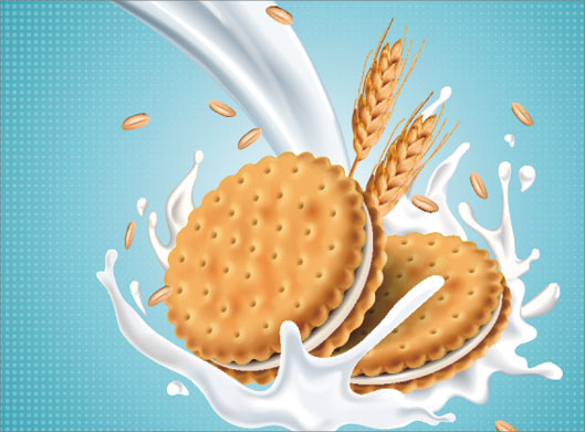وکتور گرافیکی بیسکوییت گندمی و شیر بصورت لایه باز