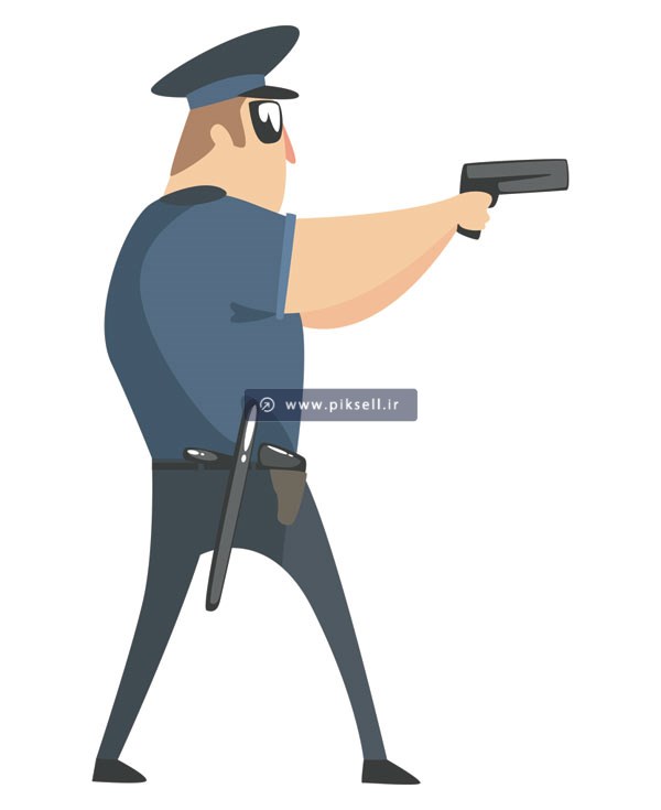 وکتور لایه باز وکتوری پلیس در حال شلیک با هفت تیر