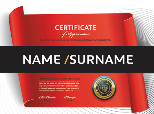 طرح وکتور گواهینامه یا certificate با رنگ قرمز