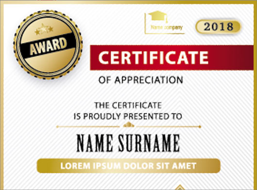 طرح آماده و لایه باز گواهینامه و certificate