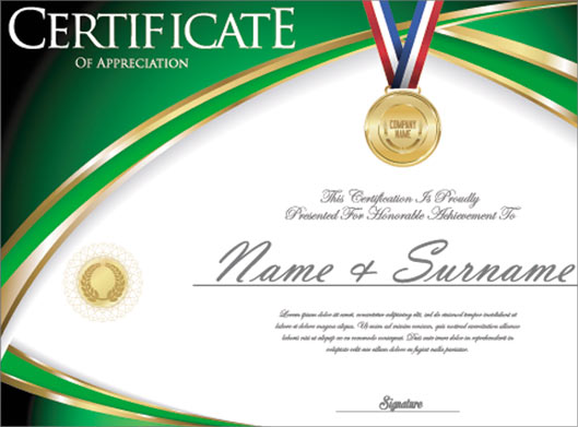 وکتور گواهینامه و certificate با رنگ سبز
