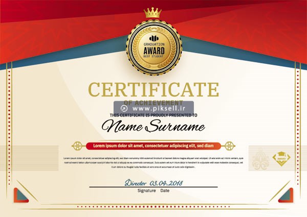 دانلود وکتور گواهینامه و certificate بصورت افقی لایه باز