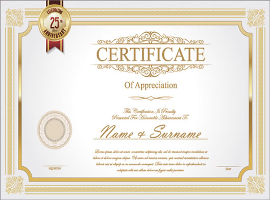 وکتور طرح لوکس گواهینامه و certificate