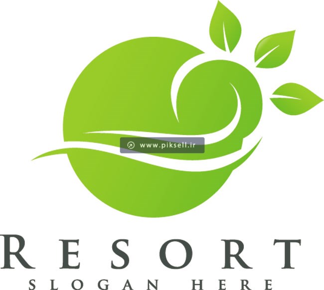 وکتور لایه باز لوگو با طرح برگ سبز یا resort