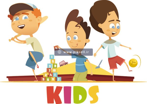 دانلود وکتور با طرح کارتونی بازی و شادی بچه ها (kids)