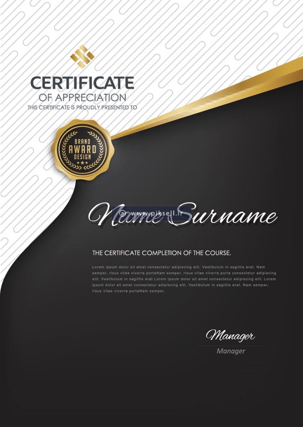 طرح اماده لایه باز گواهینامه یا certificate بصورت عمودی