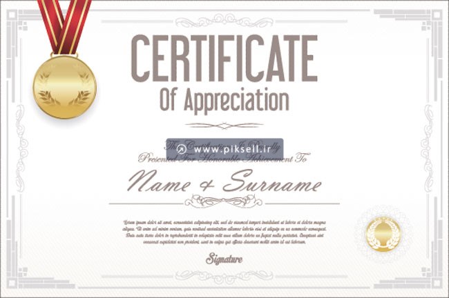 وکتور طرح لایه باز گواهینامه و certificate