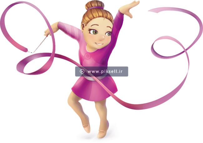 وکتور لایه باز کاراکتر گرافیکی دختر صورتی پوش در حال دانس