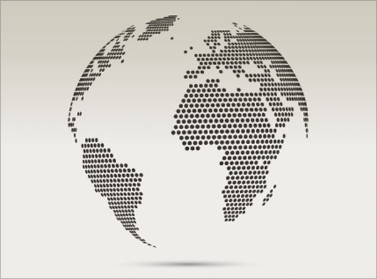 وکتور لایه باز طرح نقطه ای کره زمین و globe