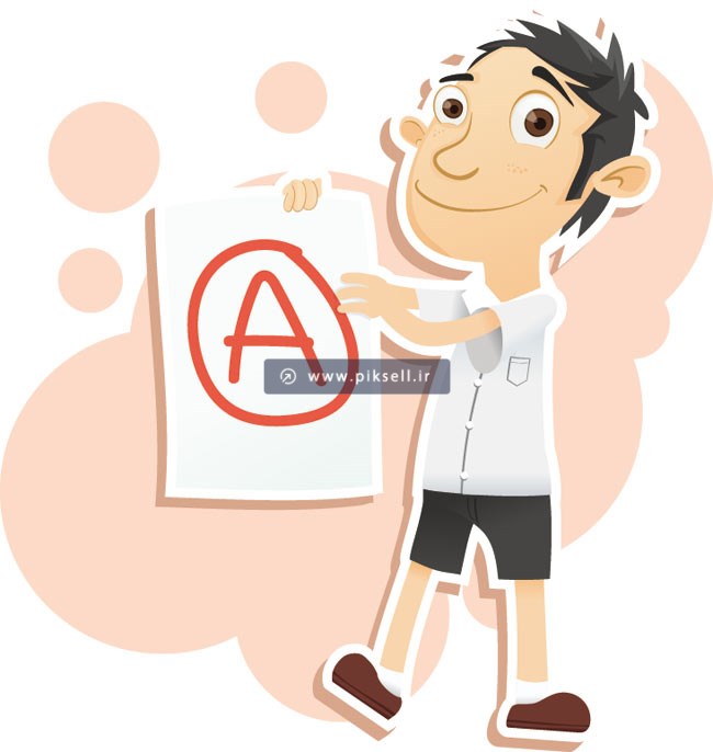 وکتور کاراکتر کارتونی پسر جوان در حال نمایش بنر کاغذی