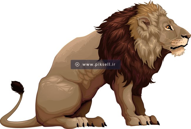 طرح لایه باز گرافیکی شیر یالدار جنگل بصورت وکتور