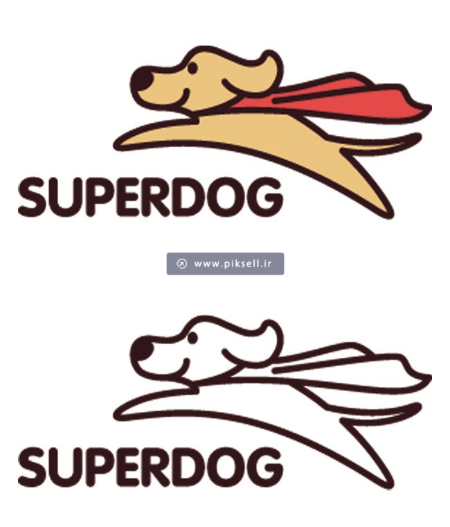 طرح گرافیکی لوگوی سگ در حال پرش یا سوپر سگ