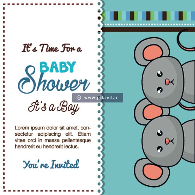 طرح گرافیکی و کارتونی موشهای کوچولو و بنر و کارت baby shower