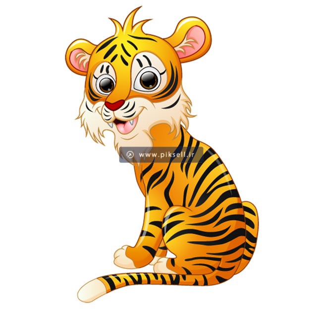 وکتور کاراکتر کارتونی ببر بصورت گرافیکی لایه باز