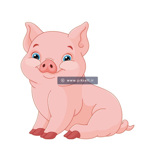 وکتور کاراکتر گرافیکی خوک صورتی بصورت لایه باز