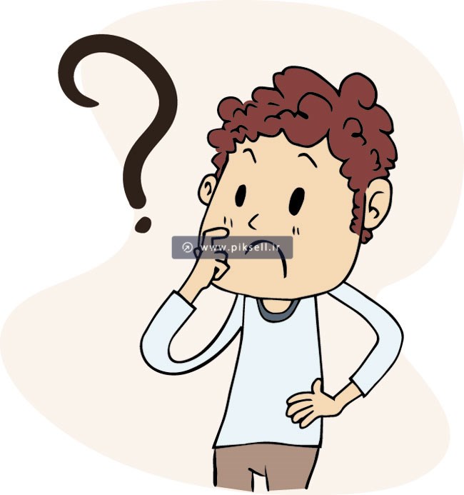 طرح گرافیکی پسر متعجب در حال تفکر بصورت لایه باز