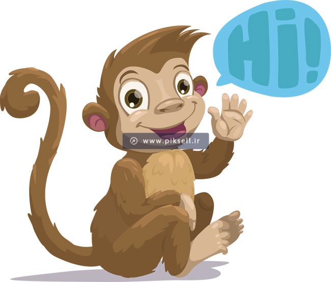 دانلود وکتور لایه باز میمون کارتونی در حال سلام کردن