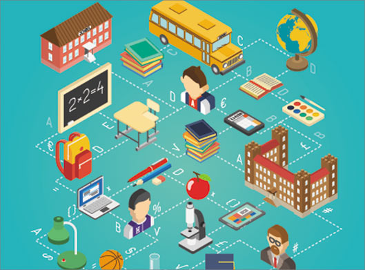 وکتور کارتونی ایزومتریک با موضوع تحصیلات
