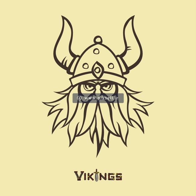 وکتور لوگو با طرح مرد جنگجوی قدیمی با کلاه خود شاخدار