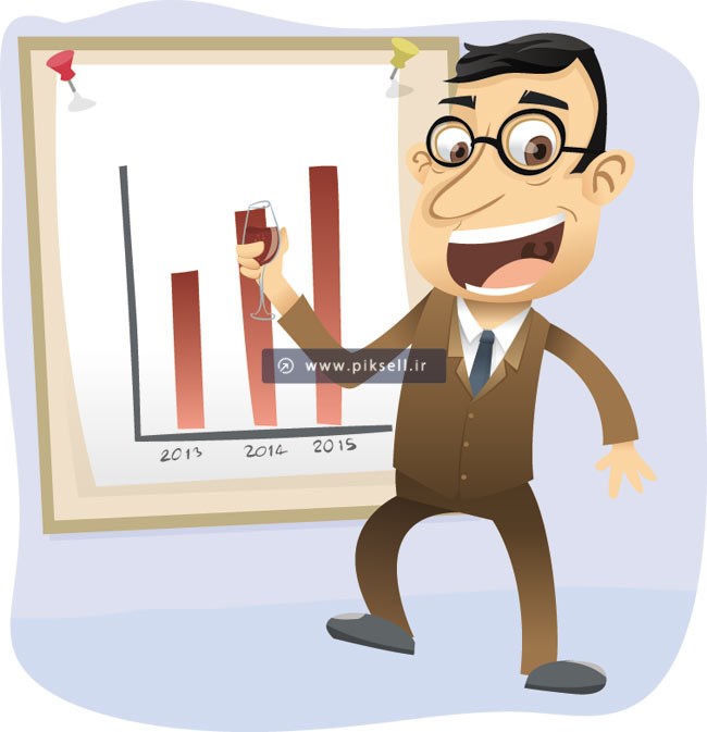 وکتور با طرح گرافیکی مرد اقتصادی شاد از افزایش قیمت