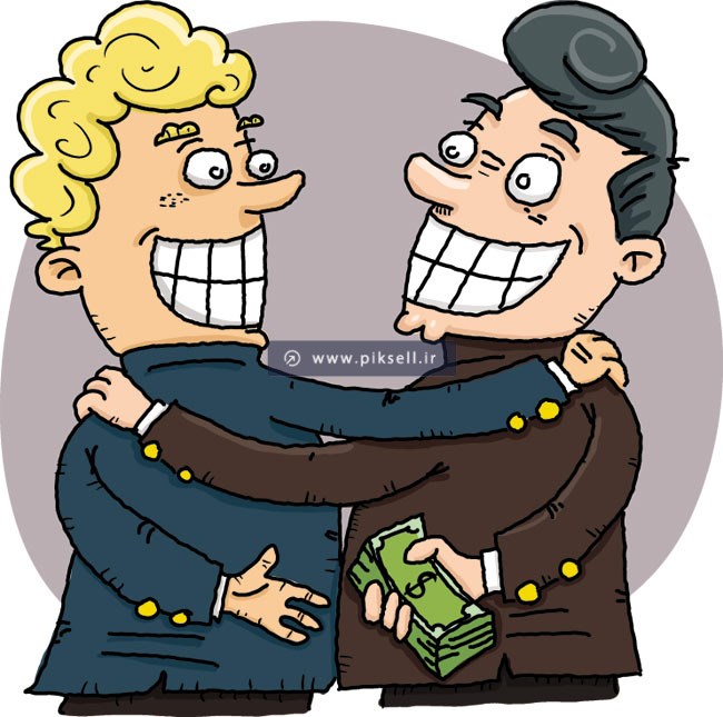 دانلود وکتور شخصیت های کارتونی کارمند و رشوه دهنده