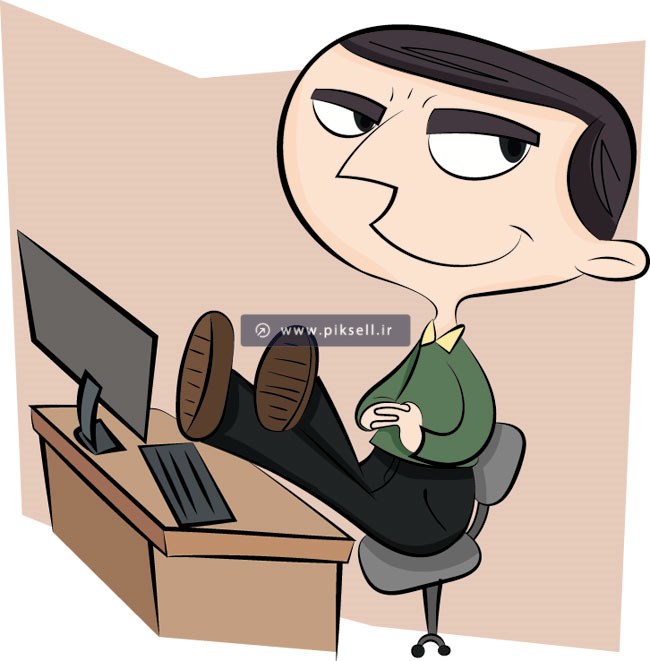 دانلود طرح کارتونی پسر جوان و کارمند پشت سیستم