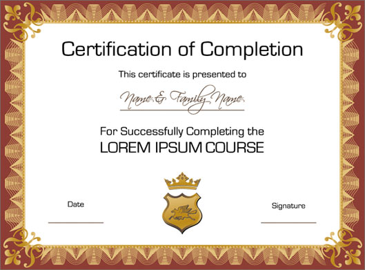 طرح لایه باز certificate یا گواهینامه با قاب و حاشیه ساده