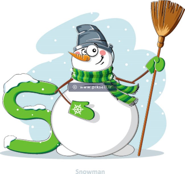 طرح کارتونی آدم برفی یا Snowman بصورت لایه باز